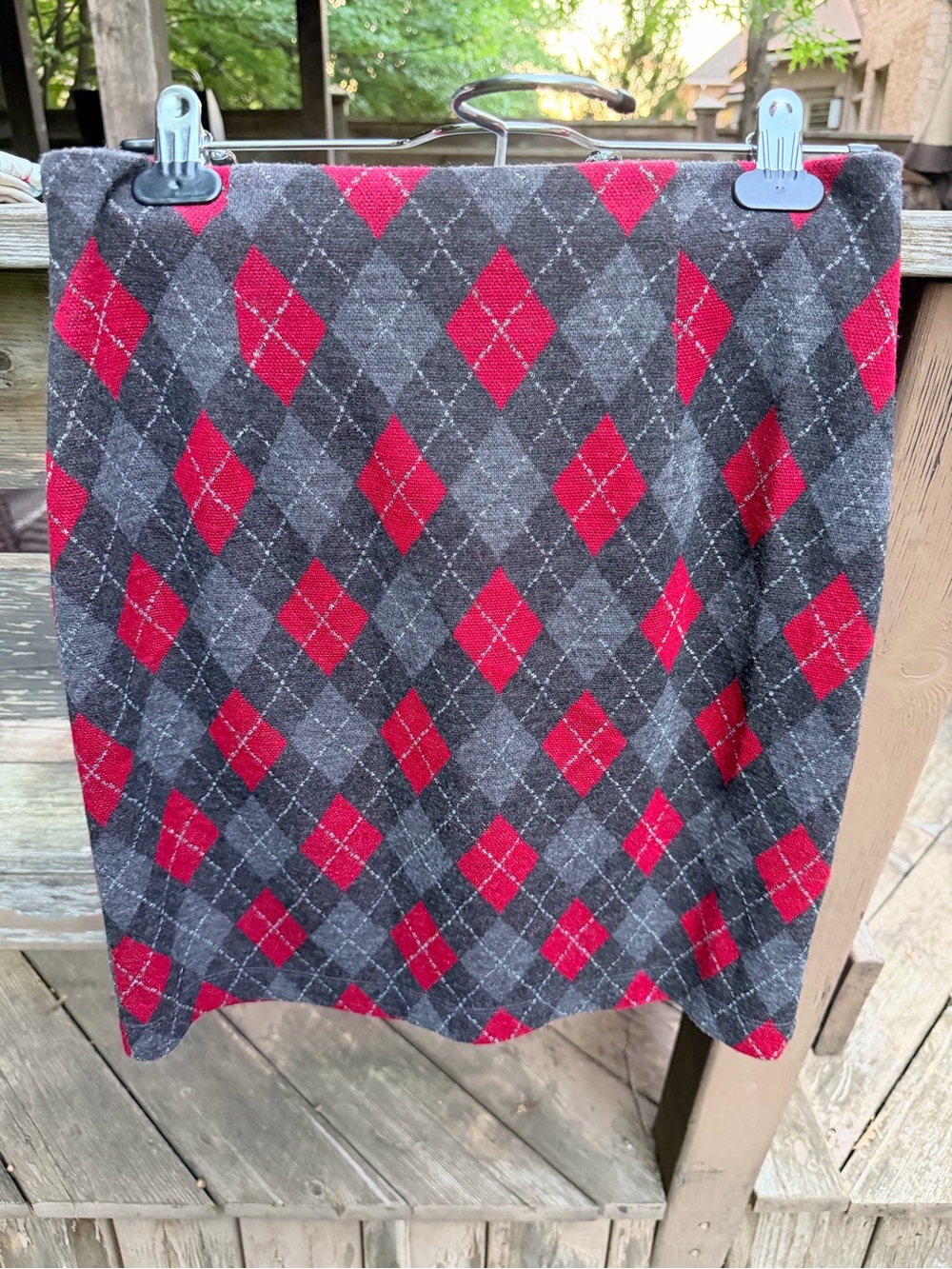 MARKS & SPENCER St Micheal Argyle Grey Red Skirt Size Medium Like New